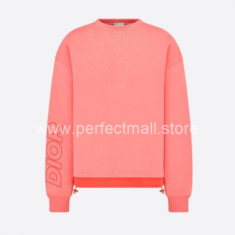 [S~XL]디올 코튼 플리스 오버핏 스웨트셔츠 코랄 393J642A0854_C282